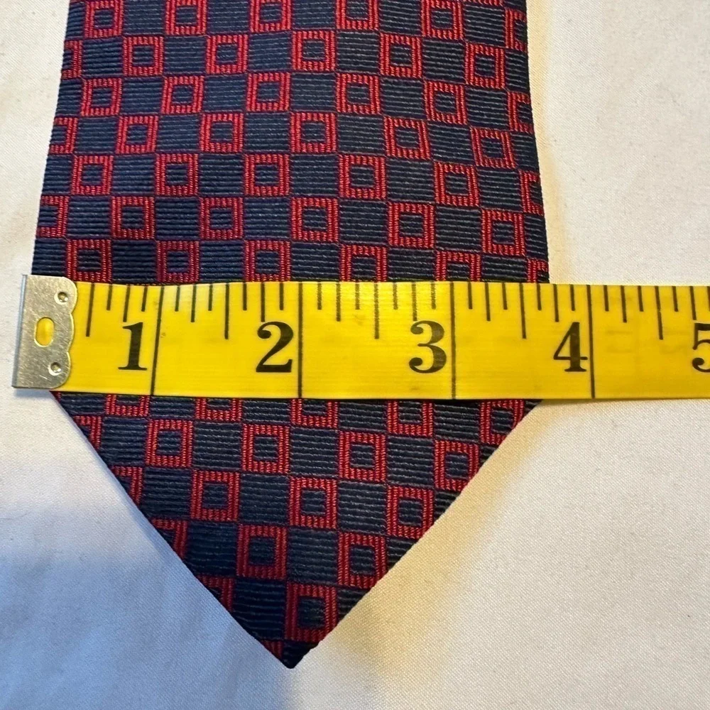 Jack English Richel Repp Tie Navy Red 100% Silk Handmade in Spain 56” x 3.75”